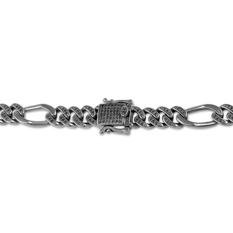 Main Image 2 of Ink & Ice Men's Black Diamond Figaro Chain Necklace 2-3/8 ct tw Black Rhodium-Plated Sterling Silver 22&quot;