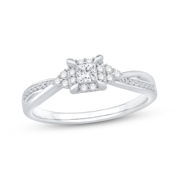 KAY Lab-Grown Diamonds Princess-Cut Halo Promise Ring 1/4 ct tw Sterling Silver