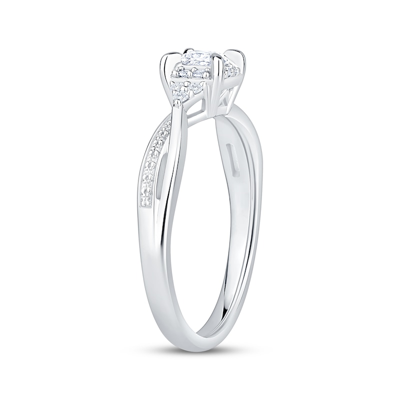 Main Image 2 of Lab-Grown Diamonds by KAY Princess-Cut Halo Promise Ring 1/4 ct tw Sterling Silver