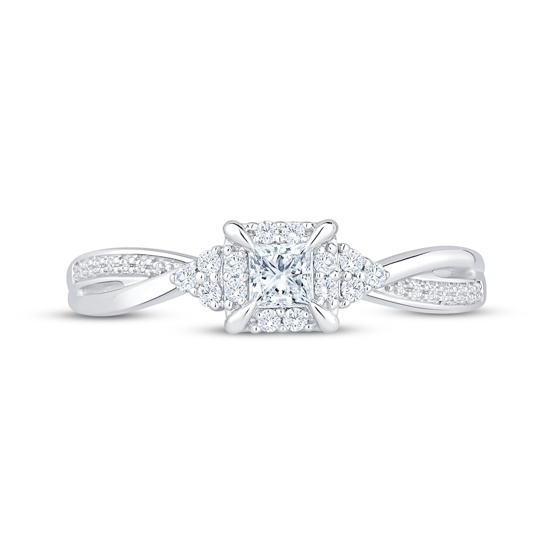 Main Image 3 of Lab-Grown Diamonds by KAY Princess-Cut Halo Promise Ring 1/4 ct tw Sterling Silver