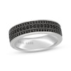 Thumbnail Image 1 of Neil Lane Men’s Black Diamond Three-Row Wedding Band 1/2 ct tw 14K White Gold