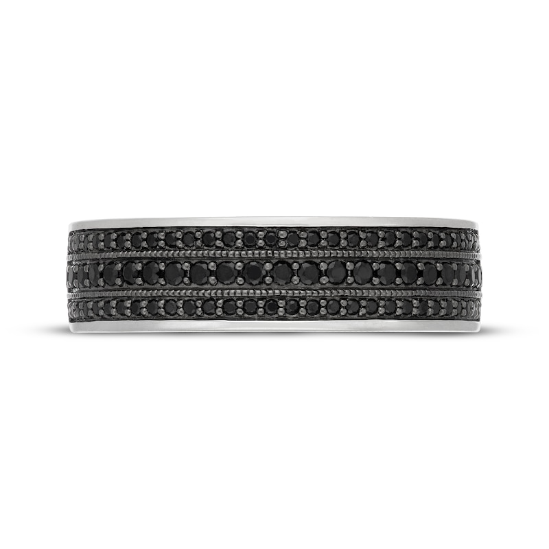 Main Image 3 of Neil Lane Men’s Black Diamond Three-Row Wedding Band 1/2 ct tw 14K White Gold