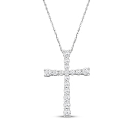 Lab-Grown Diamonds by KAY Graduated Cross Necklace 1 ct tw 10K White Gold