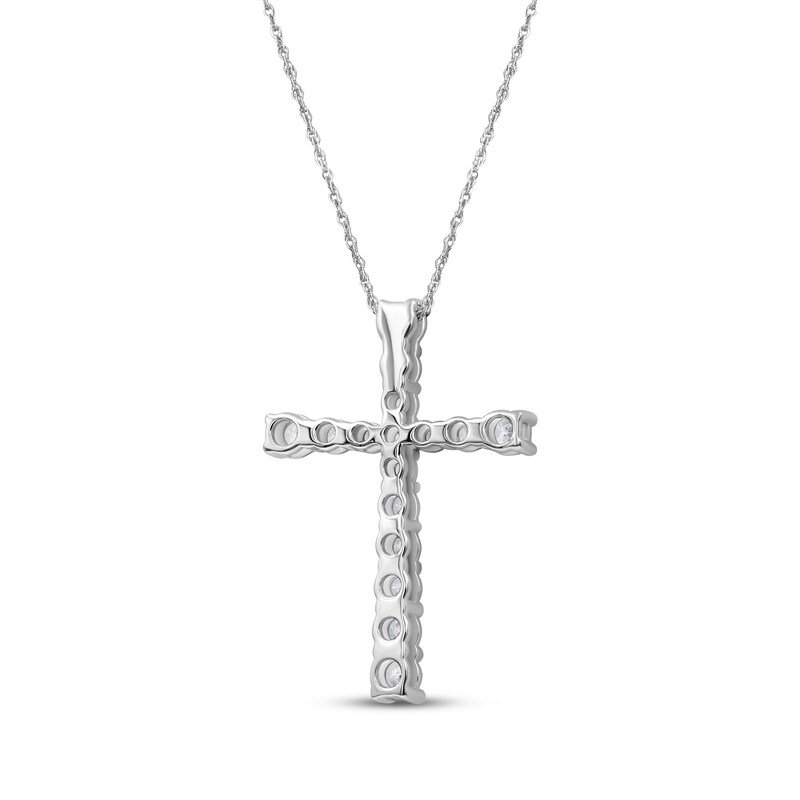 Main Image 3 of Lab-Grown Diamonds by KAY Graduated Cross Necklace 1 ct tw 10K White Gold