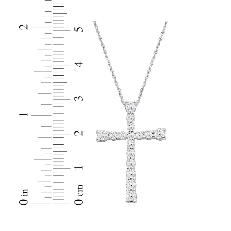 Main Image 5 of Lab-Grown Diamonds by KAY Graduated Cross Necklace 1 ct tw 10K White Gold