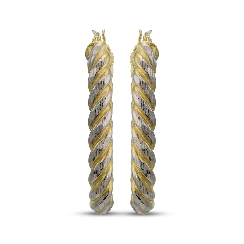 Main Image 2 of Reaura Diamond-Cut Oval Twist Hoop Earrings Repurposed 14K Yellow Gold 31mm