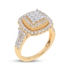 Thumbnail Image 2 of Princess-Cut Multi-Diamond Double Halo Engagement Ring 1 ct tw 10K Yellow Gold