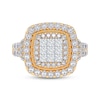 Thumbnail Image 3 of Princess-Cut Multi-Diamond Double Halo Engagement Ring 1 ct tw 10K Yellow Gold