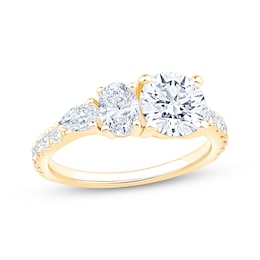 Now + Forever Round-Cut, Oval-Cut & Pear-Shaped Lab-Grown Diamond Engagement Ring 2-1/5 ct tw 14K Yellow Gold