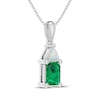 Thumbnail Image 2 of Emerald-Cut Lab-Created Emerald & Trillion-Cut Lab-Created Opal Necklace Sterling Silver 18&quot;