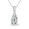 Thumbnail Image 3 of Emerald-Cut Lab-Created Emerald & Trillion-Cut Lab-Created Opal Necklace Sterling Silver 18&quot;