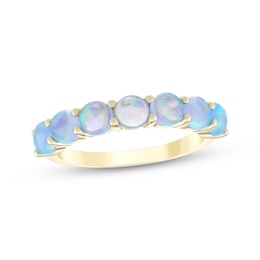 Blue Lab-Created Opal Seven-Stone Ring 10K Yellow Gold