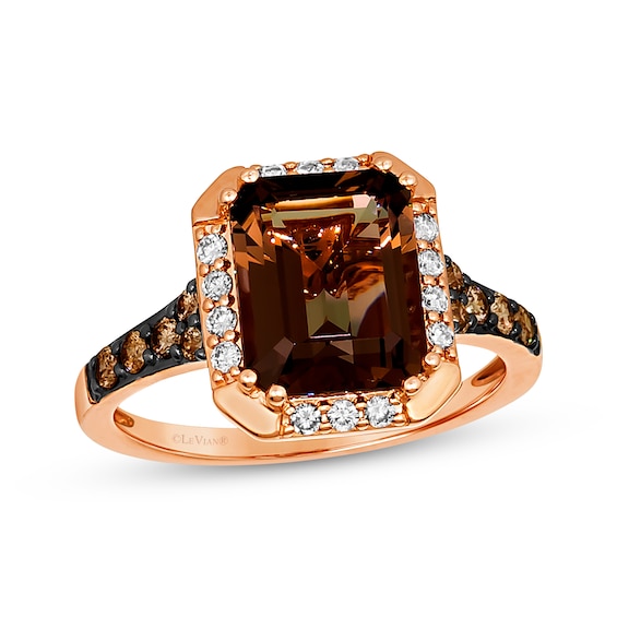 Le Vian Octagon-Cut Chocolate Quartz Ring 1/3 ct tw 14K Strawberry Gold
