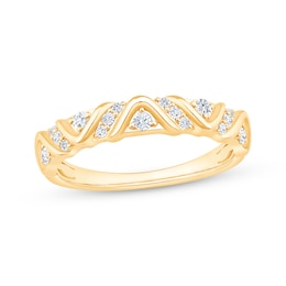 Diamond Wave-Pattern Anniversary Band 1/5 ct tw 10K Yellow Gold