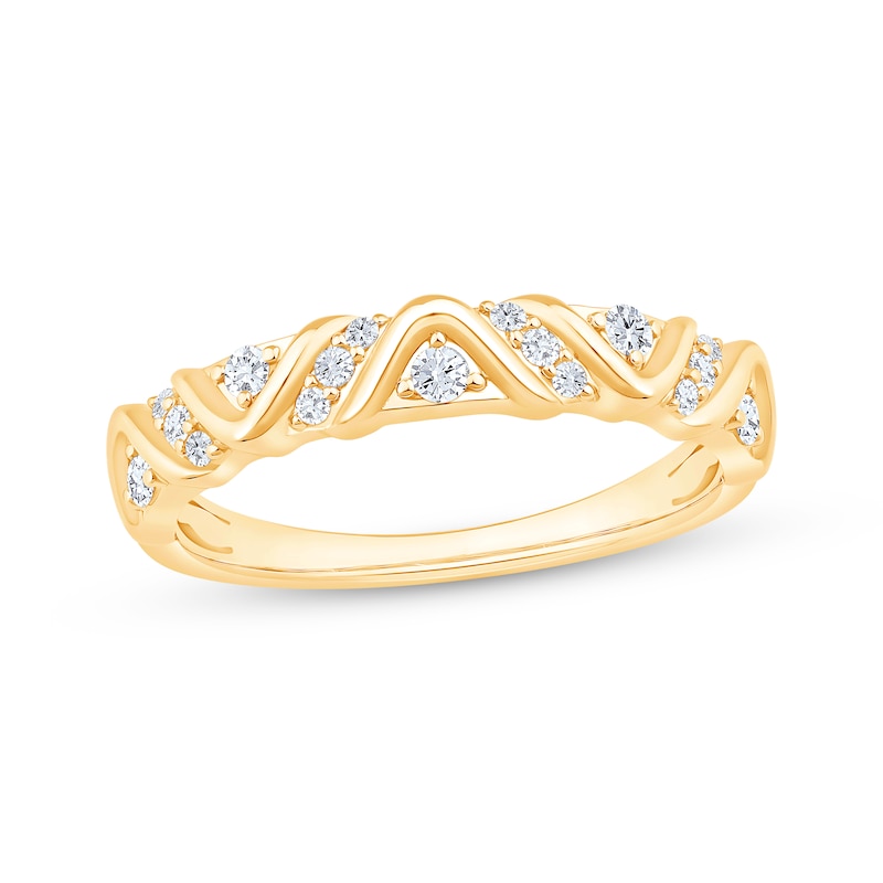 Main Image 1 of Diamond Wave-Pattern Anniversary Band 1/5 ct tw 10K Yellow Gold