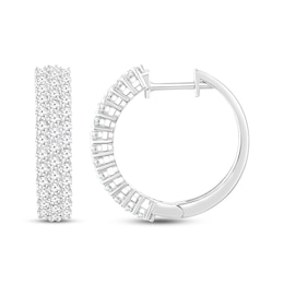 Lab-Created Diamonds by KAY Three-Row Hoop Earrings 1 ct tw 10K White Gold 18mm