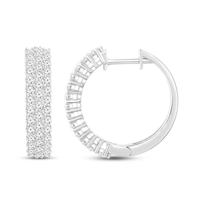 Lab-Created Diamonds by KAY Three-Row Hoop Earrings 1 ct tw 10K White Gold 18mm