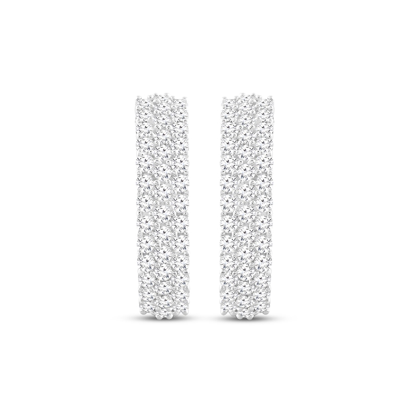 Lab-Created Diamonds by KAY Three-Row Hoop Earrings 1 ct tw 10K White Gold 18mm