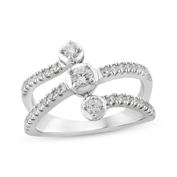 Lab-Grown Diamonds by KAY Three-Stone Bypass Ring 1/2 14K White Gold