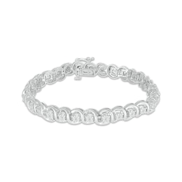 Diamond Swirl Link Tennis Bracelet 1/6 ct tw Sterling Silver 7.25&quot;