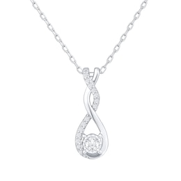 Diamond Twist Drop Necklace 1/6 ct tw Sterling Silver 18&quot;