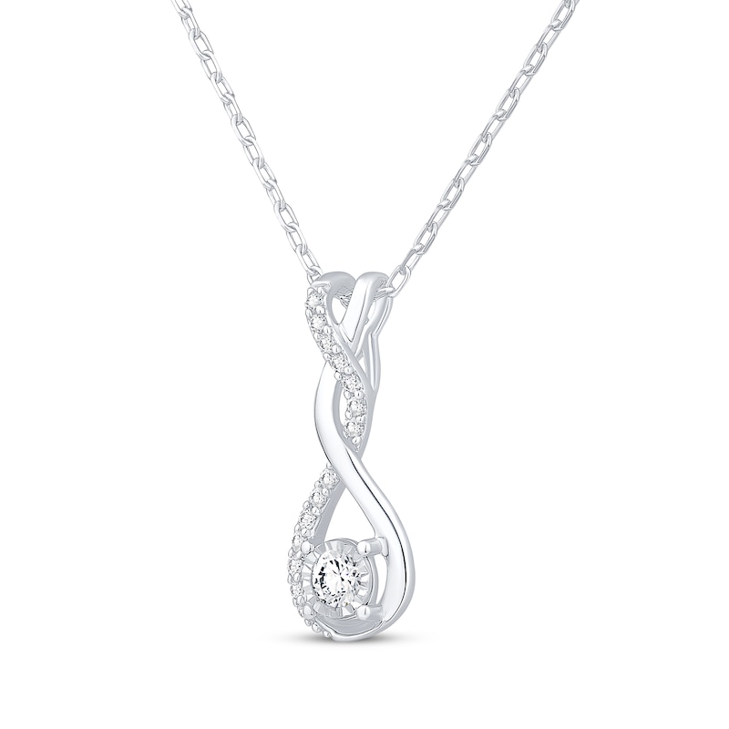 Main Image 2 of Diamond Twist Drop Necklace 1/6 ct tw Sterling Silver 18&quot;