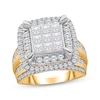 Thumbnail Image 1 of Princess-Cut Multi-Diamond Double Frame Engagement Ring 4 ct tw 10K Yellow Gold