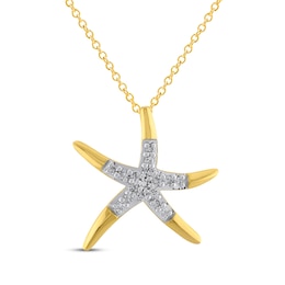 Diamond Starfish Necklace 1/10 ct tw 10K Yellow Gold 18&quot;