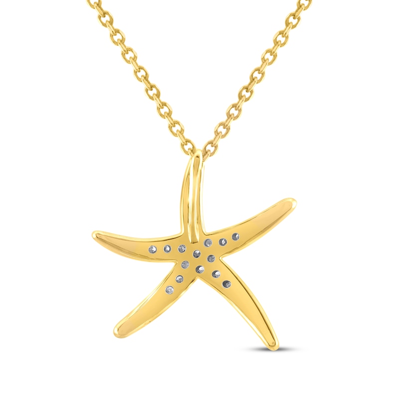 Main Image 3 of Diamond Starfish Necklace 1/10 ct tw 10K Yellow Gold 18&quot;