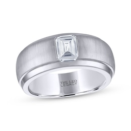 Men's THE LEO Legacy Lab-Created Diamond Emerald-Cut Solitaire Wedding Band 1 ct tw 14K White Gold