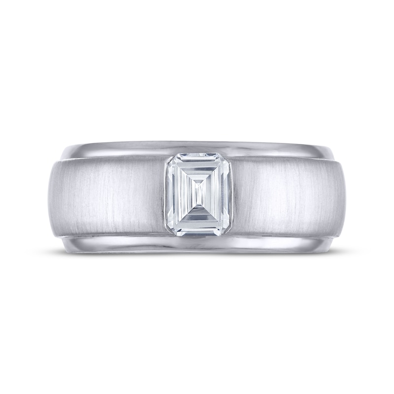 Men's THE LEO Legacy Lab-Created Diamond Emerald-Cut Solitaire Wedding Band 1 ct tw 14K White Gold