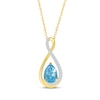 Thumbnail Image 1 of Pear-Shaped Natural Swiss Blue Topaz & Diamond Necklace 1/15 ct tw 10K Yellow Gold 18&quot;