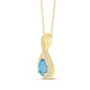 Thumbnail Image 2 of Pear-Shaped Natural Swiss Blue Topaz & Diamond Necklace 1/15 ct tw 10K Yellow Gold 18&quot;