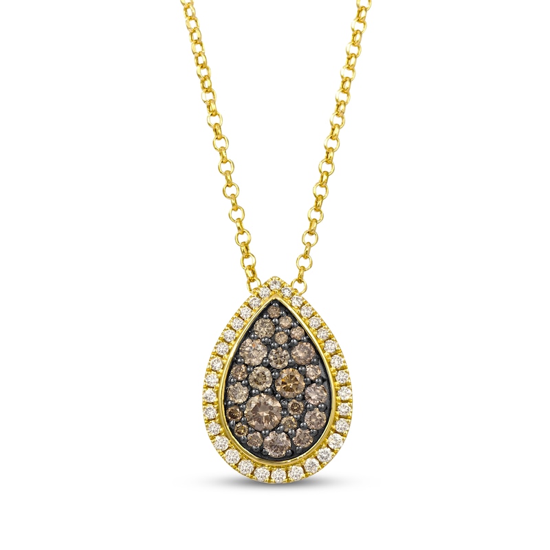 Le Vian Chocolate Chip Diamond Teardrop Necklace 7/8 ct tw 14K Honey Gold 19"