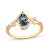 Thumbnail Image 0 of Pear-Shaped London Blue Topaz & Diamond Ring 1/10 ct tw 10K Yellow Gold