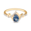 Thumbnail Image 2 of Pear-Shaped London Blue Topaz & Diamond Ring 1/10 ct tw 10K Yellow Gold