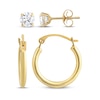 Thumbnail Image 0 of Cubic Zirconia Solitaire Stud & Polished Hoop Earrings Set 14K Yellow Gold