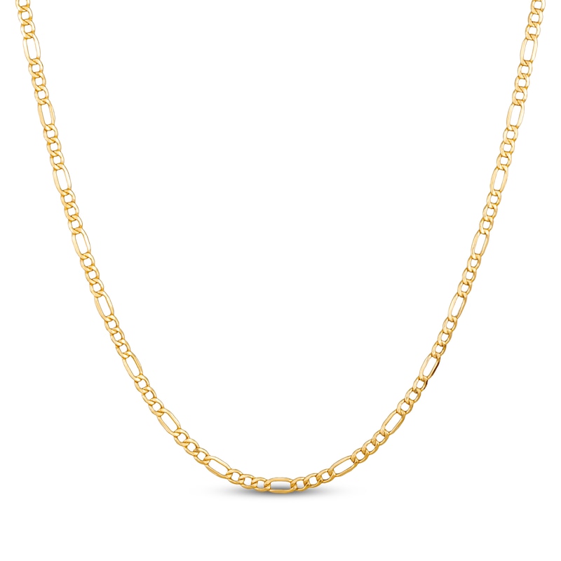 Main Image 1 of Hollow Figaro Chain Necklace 3.5mm 14K Yellow Gold 22&quot;