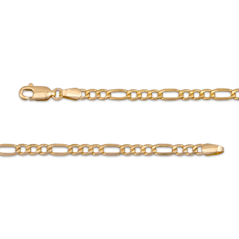 Main Image 3 of Hollow Figaro Chain Necklace 3.5mm 14K Yellow Gold 22&quot;