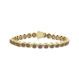 Men's Brown Multi-Diamond Link Bracelet 2 ct tw 10K Yellow Gold 8.5&quot;