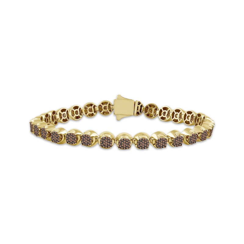 Main Image 1 of Men's Brown Multi-Diamond Link Bracelet 2 ct tw 10K Yellow Gold 8.5&quot;