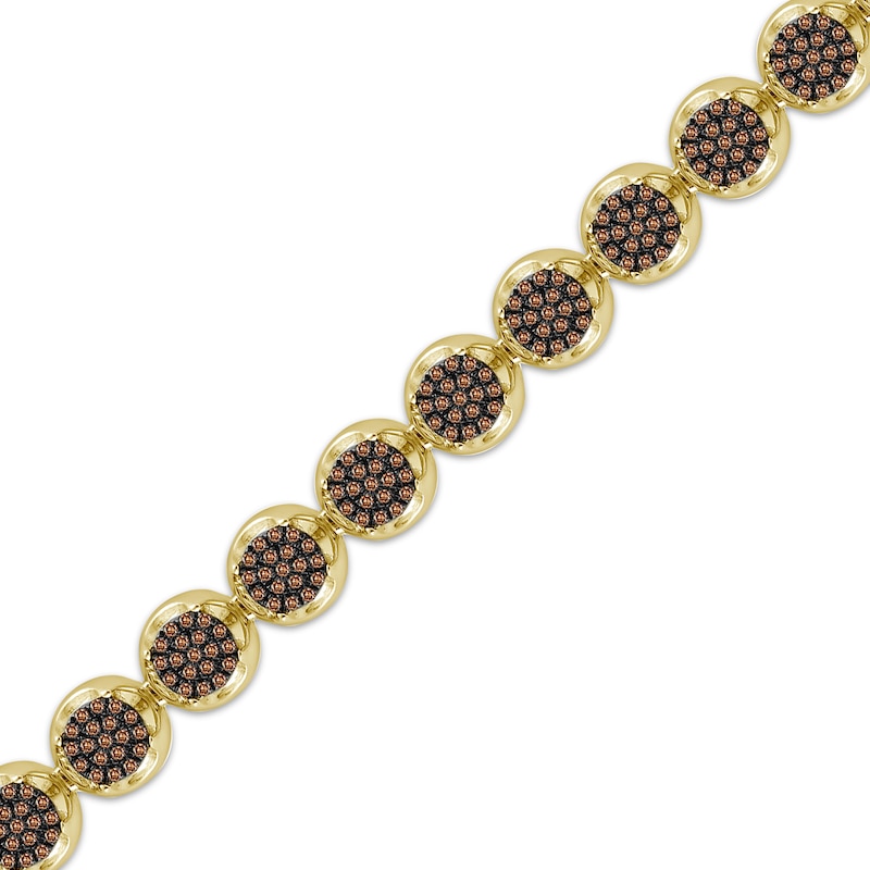 Main Image 2 of Men's Brown Multi-Diamond Link Bracelet 2 ct tw 10K Yellow Gold 8.5&quot;