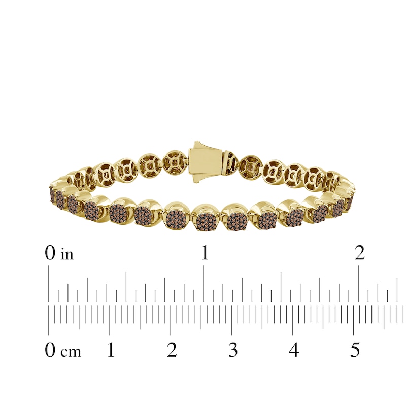 Main Image 5 of Men's Brown Multi-Diamond Link Bracelet 2 ct tw 10K Yellow Gold 8.5&quot;