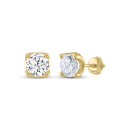 THE LEO Legacy Lab-Grown Diamond Round-Cut Solitaire Stud Earrings 2 ct tw 14K Yellow Gold (F/VS2)