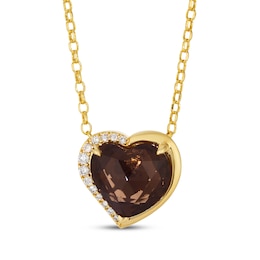 Godiva x Le Vian Heart-Shaped Chocolate Quartz Necklace 1/20 ct tw Diamonds 14K Honey Gold 19&quot;