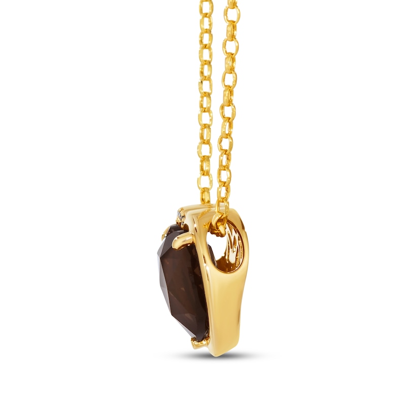 Main Image 2 of Godiva x Le Vian Heart-Shaped Chocolate Quartz Necklace 1/20 ct tw Diamonds 14K Honey Gold 19&quot;