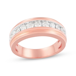 Now + Forever Men's Diamond Wedding Band 1 ct tw 10K Rose Gold