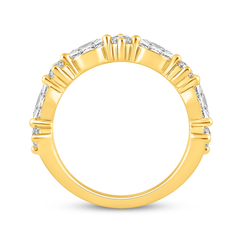 Main Image 3 of Lab-Grown Diamonds by KAY Marquise & Round-Cut Anniversary Ring 1 ct tw 14K Yellow Gold