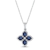 Thumbnail Image 1 of Blue Sapphire Flower Necklace 1/6 ct tw Diamonds 10K White Gold 18&quot;