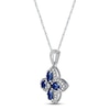 Thumbnail Image 2 of Blue Sapphire Flower Necklace 1/6 ct tw Diamonds 10K White Gold 18&quot;